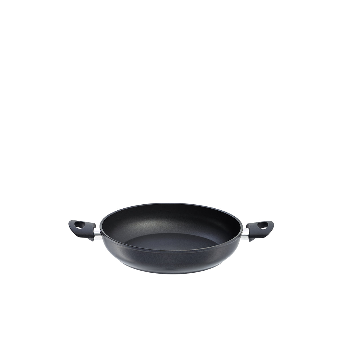 Cenit® Serving Pan Induction 28 cm, black, non-stick, with two handles - durable Fissler quality in front of a white background.
