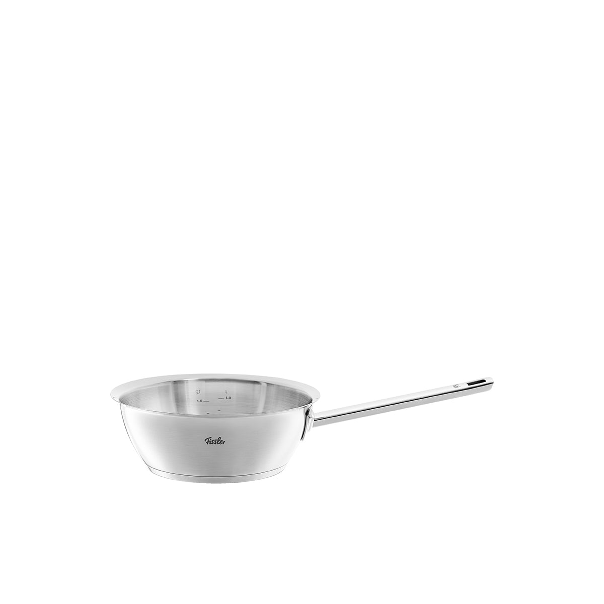 Fissler Original-Profi Collection® 20cm stainless steel sauteuse, featuring internal measuring marks and precision German-engineered quality.