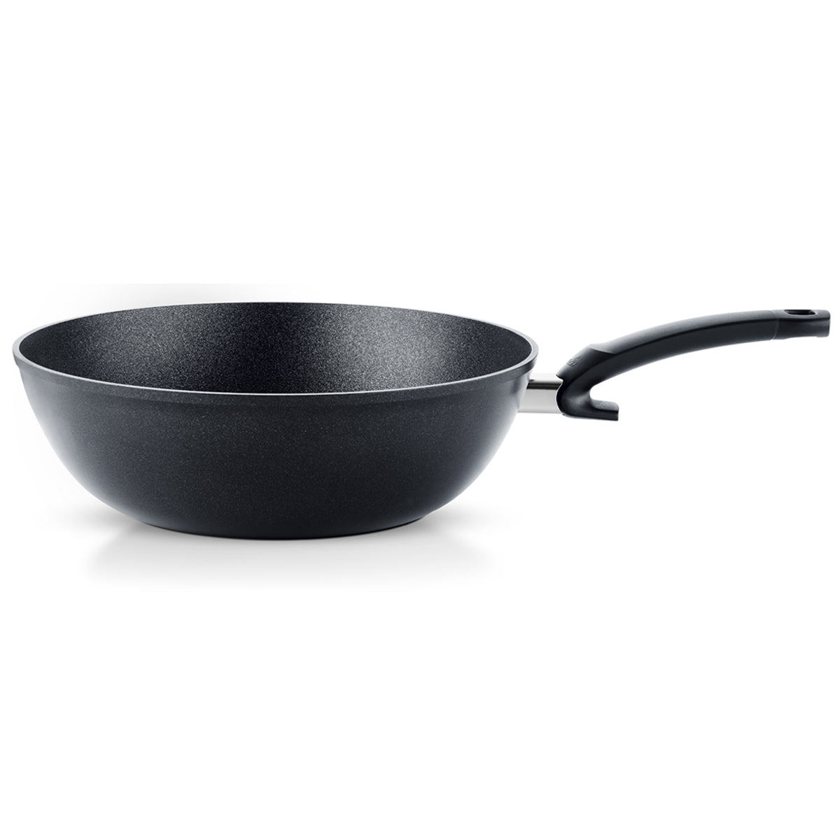 Fissler Adamant® Wok, black, deep round shape, long handle, scratch-resistant non-stick coating - precision made in Germany.