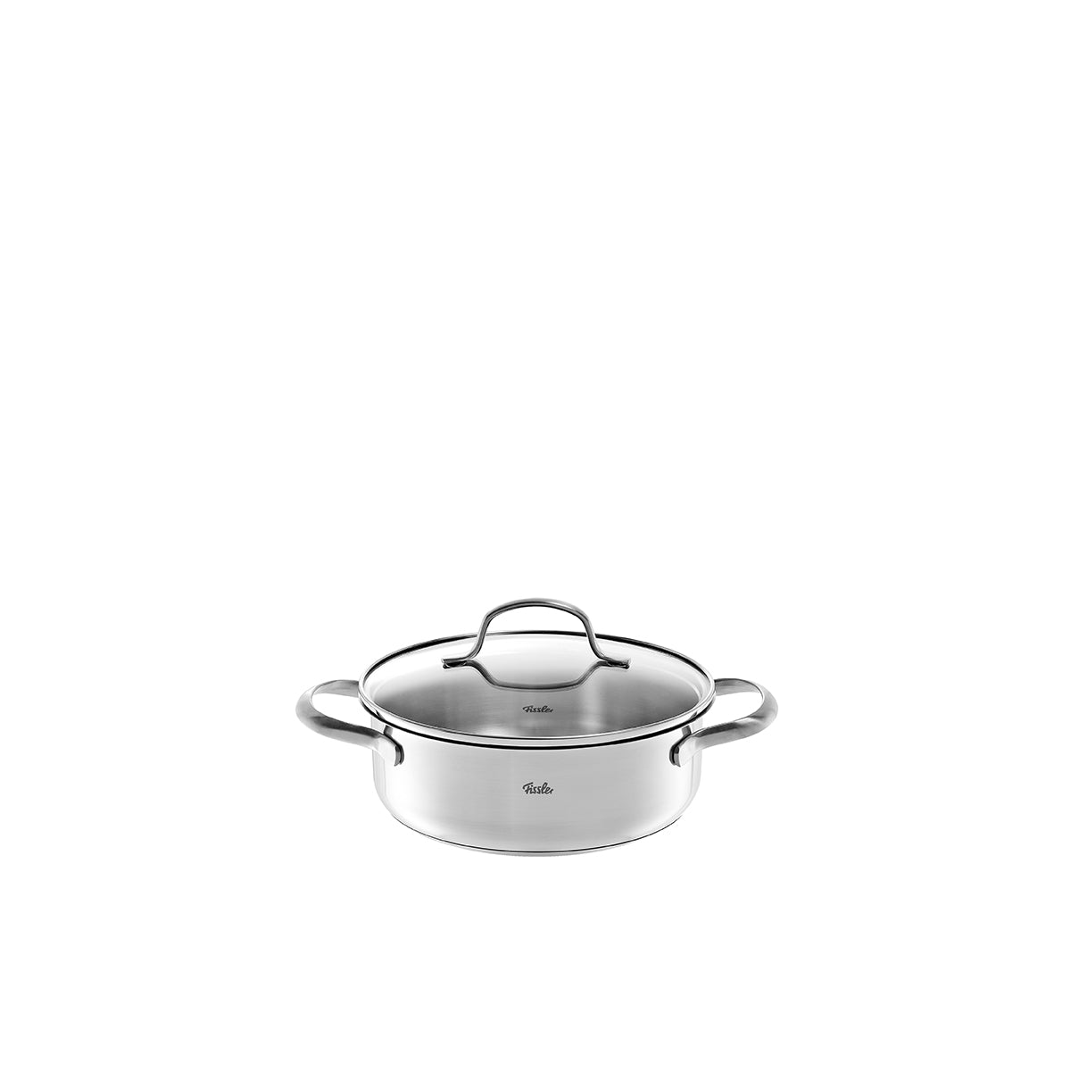 Fissler San Francisco Casserole Pot - 18/10 stainless steel pot with Glass Lid and side handles, suitable for induction.