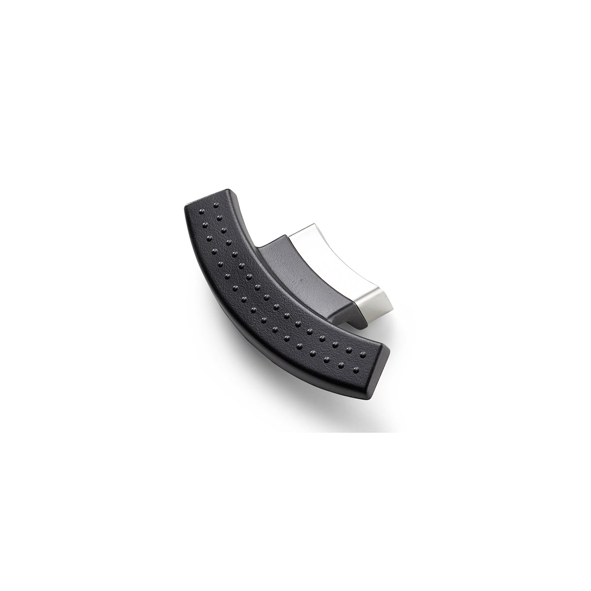 Curved, black-silver Fissler Magic Line handle with flame guard for 24 cm pots, textured grip design, on a white background.
