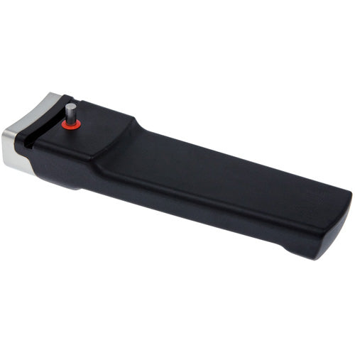 Elegant black cordless can opener with red button and metal blade - fits Fissler Vitavit® Premium 22 cm pressure cookers.