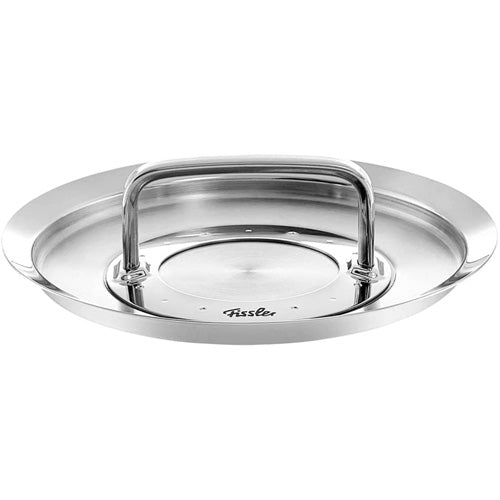 Der Fissler Original-Profi Collection® 20 cm Edelstahl-Deckel - Präzisionsfertigung in Deutschland mit ergonomischem Griff und eingraviertem Logo.