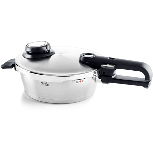 The Vitavit® Premium set: 4L Casserole Pot, 8L Pressure Cooker, stainless steel, Fissler branding - Made in Germany.